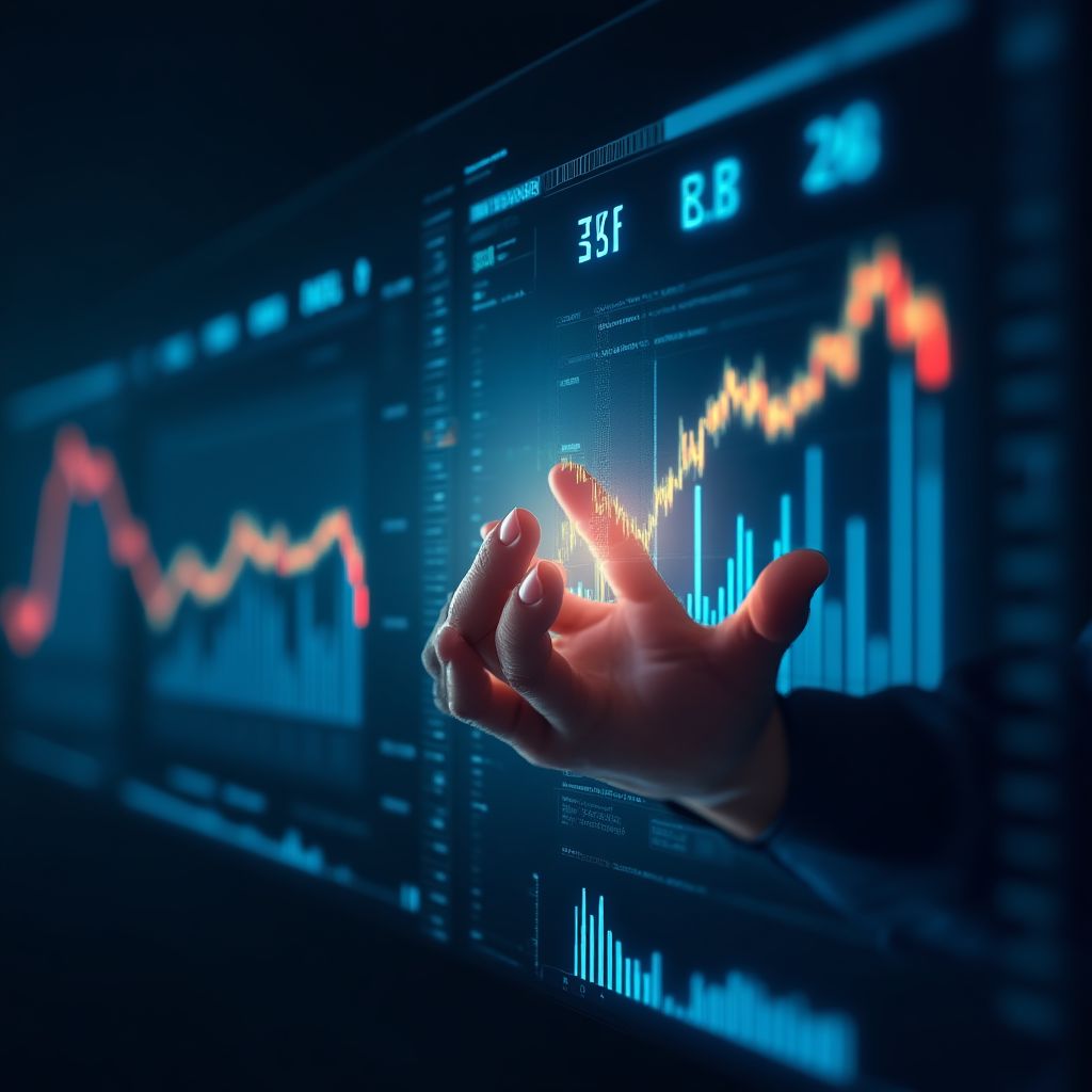 Gráficos y datos digitales en una pantalla holográfica
