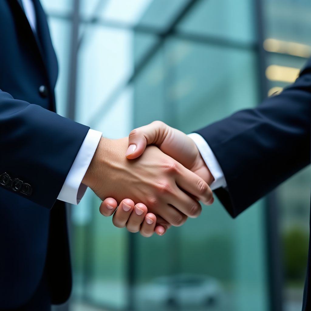 Dos manos de empresarios estrechándose en un acuerdo